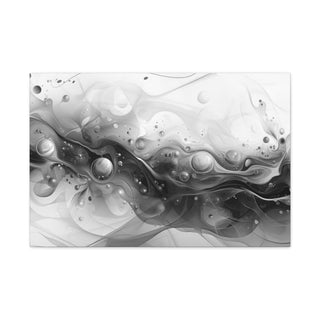 Abstract Flowing Shapes 4 (Black And White) - Abstract Digital Painting On Matte Canvas