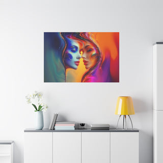 Two Beautiful Half Faces - Digital Painting On Matte Canvas