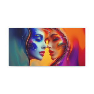 Two Beautiful Half Faces - Digital Painting On Matte Canvas