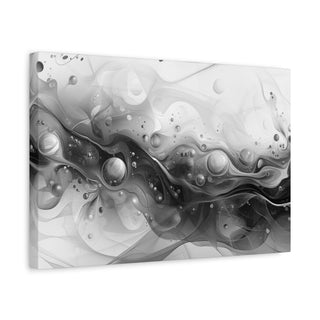 Abstract Flowing Shapes 4 (Black And White) - Abstract Digital Painting On Matte Canvas