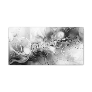 Abstract Flowing Shapes 3 (Black And White) - Abstract Digital Painting On Matte Canvas