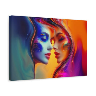 Two Beautiful Half Faces - Digital Painting On Matte Canvas