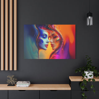 Two Beautiful Half Faces - Digital Painting On Matte Canvas