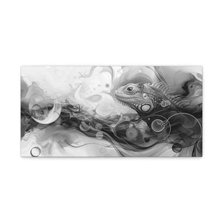 Abstract Iguana (Black And White) - Abstract Digital Painting On Matte Canvas
