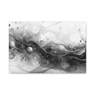 Abstract Flowing Shapes 4 (Black And White) - Abstract Digital Painting On Matte Canvas