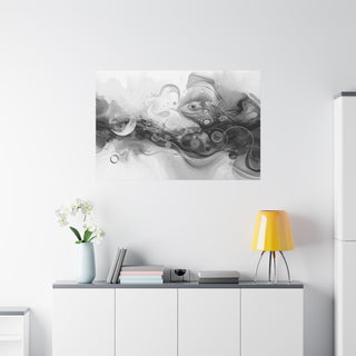 Abstract Iguana (Black And White) - Abstract Digital Painting On Matte Canvas