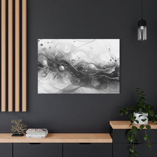 Abstract Flowing Shapes 4 (Black And White) - Abstract Digital Painting On Matte Canvas