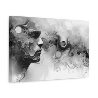 Abstract Face (Black And White) - Abstract Digital Painting On Matte Canvas