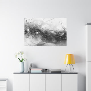 Abstract Flowing Shapes 4 (Black And White) - Abstract Digital Painting On Matte Canvas
