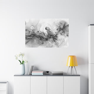 Abstract Parrot (Black And White) - Abstract Digital Painting On Matte Canvas