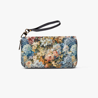 Designer Floral 2- PU Leather Strap Zipper Wallet