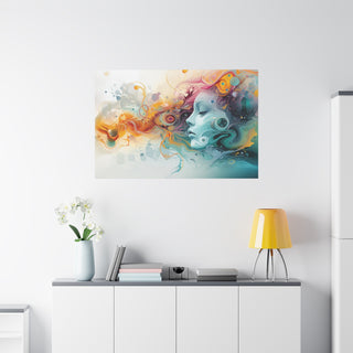 Abstract Beauty (Orange and Blue) - Abstract Digital Painting On Matte Canvas