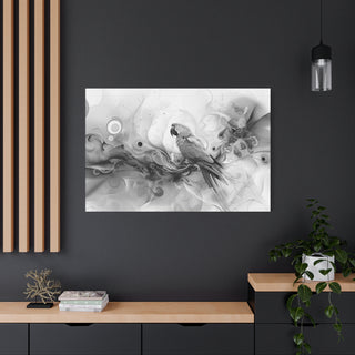 Abstract Parrot (Black And White) - Abstract Digital Painting On Matte Canvas