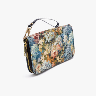 Designer Floral 2- PU Leather Strap Zipper Wallet