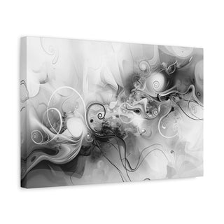 Abstract Flowing Shapes 3 (Black And White) - Abstract Digital Painting On Matte Canvas