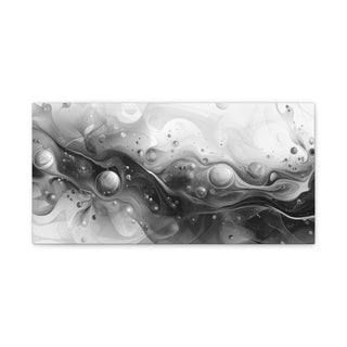 Abstract Flowing Shapes 4 (Black And White) - Abstract Digital Painting On Matte Canvas