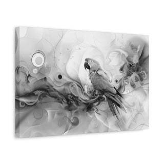 Abstract Parrot (Black And White) - Abstract Digital Painting On Matte Canvas