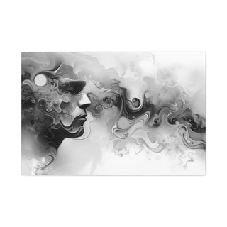 Abstract Face (Black And White) - Abstract Digital Painting On Matte Canvas