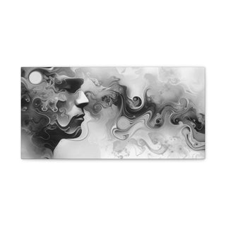 Abstract Face (Black And White) - Abstract Digital Painting On Matte Canvas