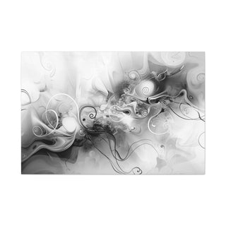 Abstract Flowing Shapes 3 (Black And White) - Abstract Digital Painting On Matte Canvas