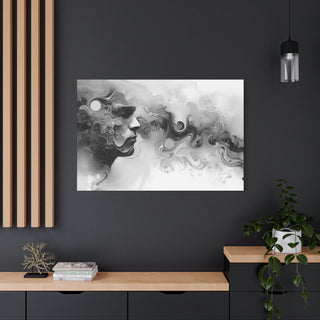 Abstract Face (Black And White) - Abstract Digital Painting On Matte Canvas