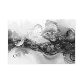 Abstract Iguana (Black And White) - Abstract Digital Painting On Matte Canvas
