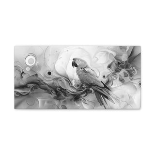 Abstract Parrot (Black And White) - Abstract Digital Painting On Matte Canvas