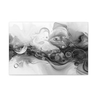 Abstract Iguana (Black And White) - Abstract Digital Painting On Matte Canvas