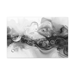 Abstract Iguana (Black And White) - Abstract Digital Painting On Matte Canvas
