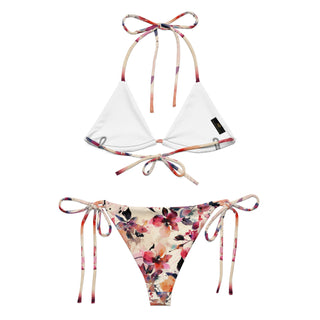 Red Floral Watercolor String Bikini