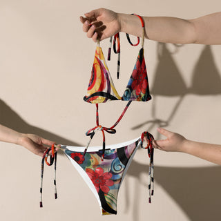 Spiraling Floral String Bikini