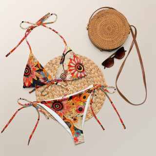 Black And Orange String Bikini