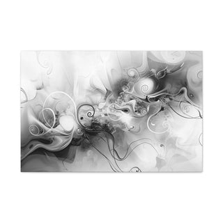 Abstract Flowing Shapes 3 (Black And White) - Abstract Digital Painting On Matte Canvas