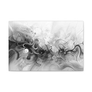 Abstract Flowing Shapes 5 (Black And White) - Abstract Digital Painting On Matte Canvas