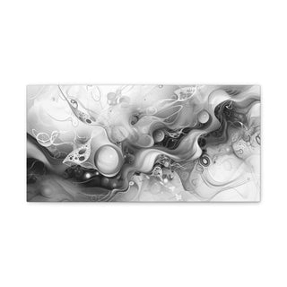 Abstract Floating Marbles (Black And White) - Abstract Digital Painting On Matte Canvas