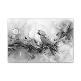 Abstract Parrot (Black And White) - Abstract Digital Painting On Matte Canvas