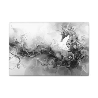 Abstract Seahorse (Black And White) - Abstract Digital Painting On Matte Canvas