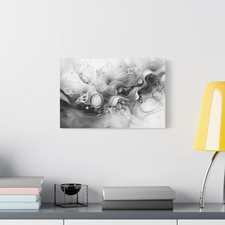 Abstract Floating Marbles (Black And White) - Abstract Digital Painting On Matte Canvas