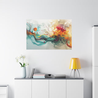 Abstract Jellyfish - Abstract Digital Painting On Matte Canvas
