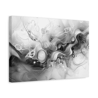 Abstract Floating Marbles (Black And White) - Abstract Digital Painting On Matte Canvas