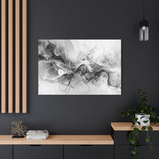 Abstract Flowing Shapes (Black And White) - Abstract Digital Painting On Matte Canvas