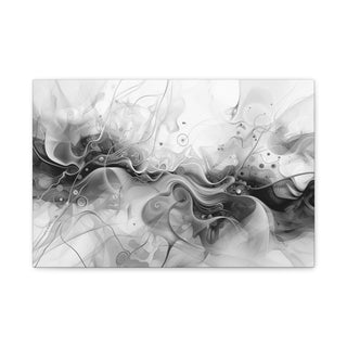 Abstract Flowing Shapes 2 (Black And White) - Abstract Digital Painting On Matte Canvas