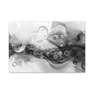 Abstract Iguana (Black And White) - Abstract Digital Painting On Matte Canvas