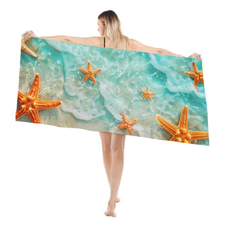 Starfish at Shore - Beach Towel