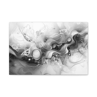 Abstract Floating Marbles (Black And White) - Abstract Digital Painting On Matte Canvas