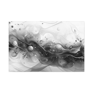 Abstract Flowing Shapes 4 (Black And White) - Abstract Digital Painting On Matte Canvas