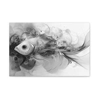 Swimming In The Deep (Black And White) - Abstract Digital Painting On Matte Canvas