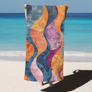 Abstract Waves - Beach Towel