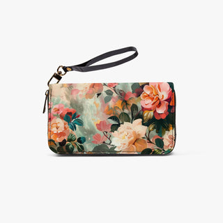 Designer Floral PU Leather Strap Zipper Wallet