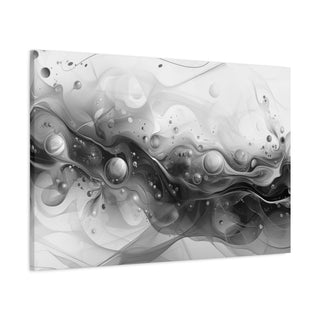 Abstract Flowing Shapes 4 (Black And White) - Abstract Digital Painting On Matte Canvas